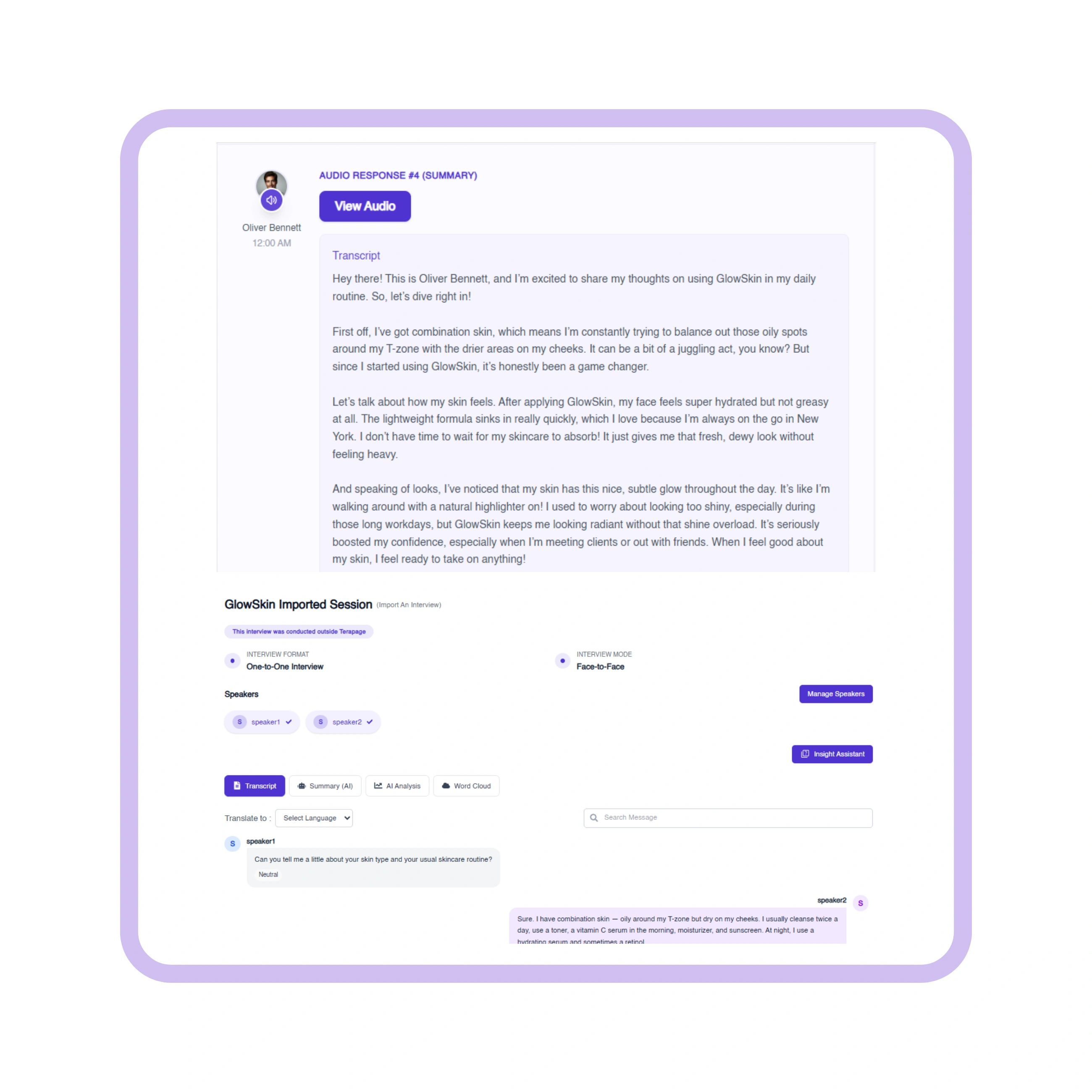 Terapage: online qualitative and quantitative market research platform